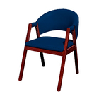 Kit 6 Cadeiras De Jantar Estofada Veludo Azul Madeira Maciça