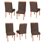 Kit 6 Cadeiras De Jantar Estofada Veludo Cappuccino Madeira M