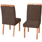 Kit 6 Cadeiras De Jantar Estofada Veludo Cappuccino Madeira M