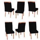 Kit 6 Cadeiras De Jantar Estofada Veludo Preto Madeira Maciça
