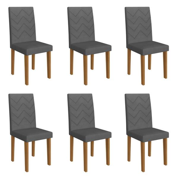 Kit 6 Cadeiras De Jantar Estofadas 43,5cm Multimóveis Cr50218