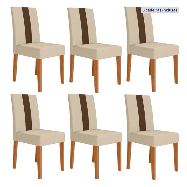 Kit 6 Cadeiras De Jantar Estofadas Lisa Courvin Pés Mdf Linea