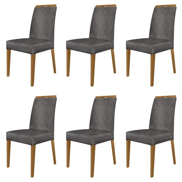 Kit 6 Cadeiras De Jantar Estofadas Madeira Maciça Multimóveis
