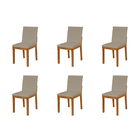 Kit 6 Cadeiras De Jantar Estofadas Veludo Bege Pérola Base Ma