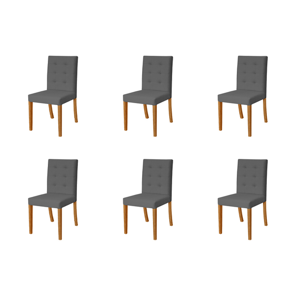 Kit 6 Cadeiras De Jantar Estofadas Veludo Preto Paula Base Ma