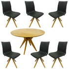 Kit 6 Cadeiras De Jantar Jaque Facto Preto + Mesa Redonda 1 2