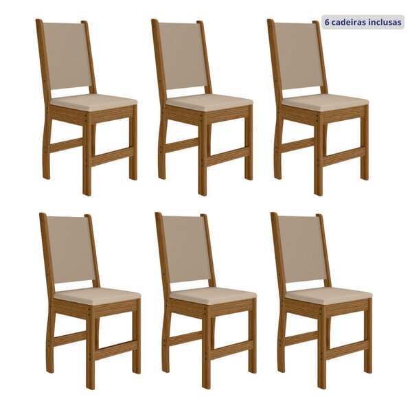 Kit 6 Cadeiras De Jantar Mdf Clara Carvalho/savana