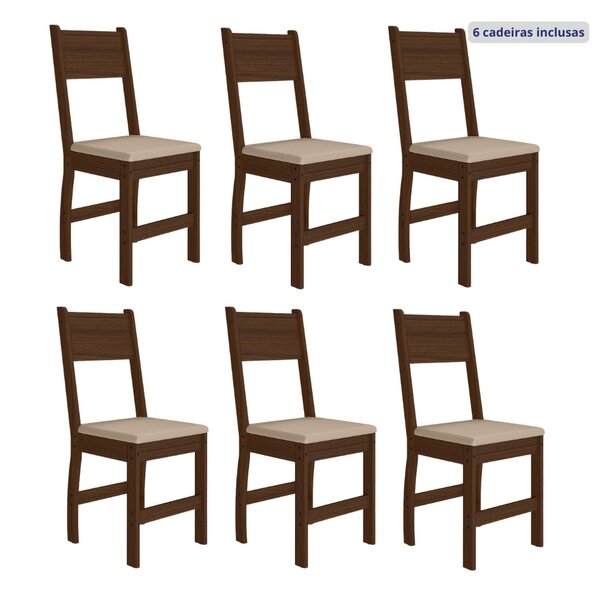 Kit 6 Cadeiras De Jantar Mdf Milano Amêndoa/savana