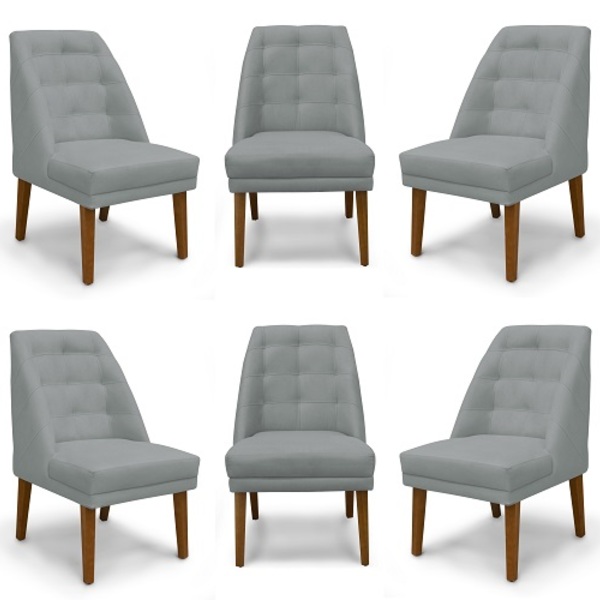 Kit 6 Cadeiras De Jantar Paris Suede Cinza Claro - Meular Dec