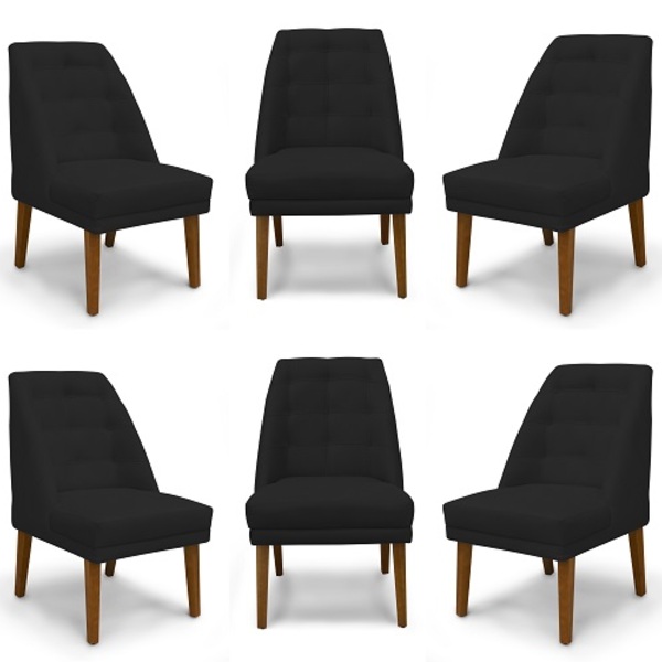 Kit 6 Cadeiras De Jantar Paris Suede Preto - Meular Decor
