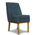 Kit 6 Cadeiras De Jantar Virgínia Base Madeira Linho Azul Jea