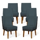 Kit 6 Cadeiras De Jantar Virgínia Composê Linho Azul Jeans E