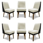 Kit 6 Cadeiras De Jantar Virgínia Composê Veludo Bege E Preto