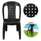Kit 6 Cadeiras De Plástico Preta Com Encosto Vime Empilhável