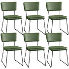 Kit 6 Cadeiras Decorativa Estofada Sala De Jantar Base Aço Al