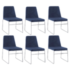 Kit 6 Cadeiras Decorativa Sala De Jantar Anne Linho Azul Mari
