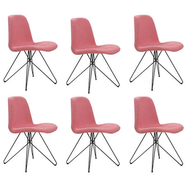 Kit 6 Cadeiras Decorativa Sala De Jantar Base De Aço Meyer Li