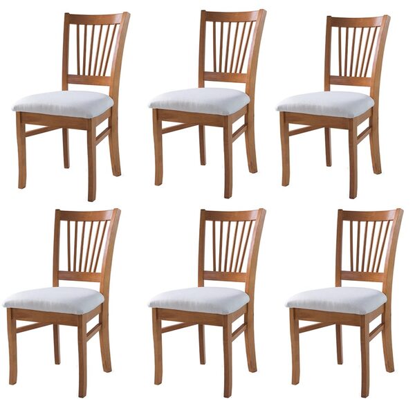 Kit 6 Cadeiras Decorativa Sala De Jantar Madeira Maciça Soler