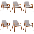 Kit 6 Cadeiras Decorativa Sala De Jantar Sidnei Linho Cinza G