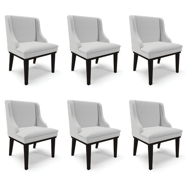 Kit 6 Cadeiras Decorativas Sala De Jantar Base Fixa De Madeir