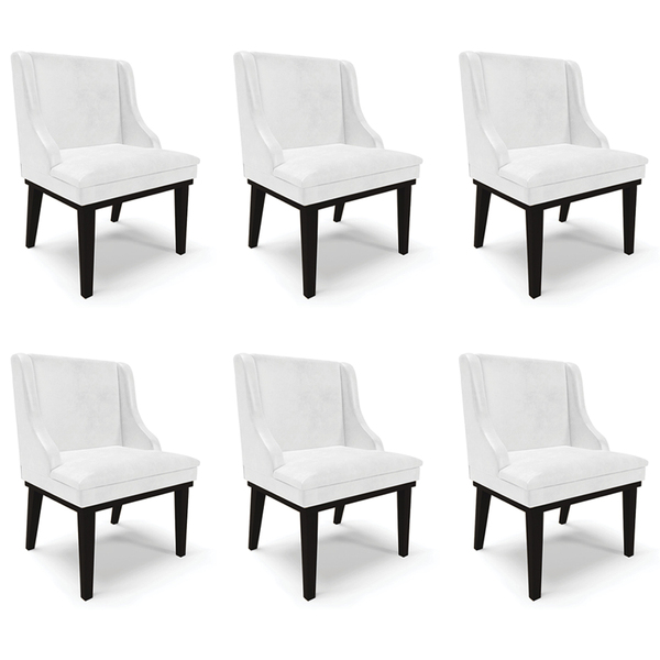 Kit 6 Cadeiras Decorativas Sala De Jantar Base Fixa De Madeir