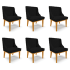 Kit 6 Cadeiras Decorativas Sala De Jantar Base Fixa De Madeir