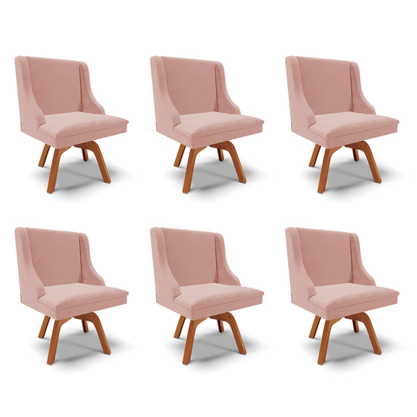 Kit 6 Cadeiras Decorativas Sala De Jantar Base Giratória De M