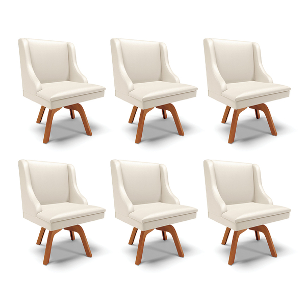 Kit 6 Cadeiras Decorativas Sala De Jantar Base Giratória De M