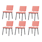 Kit 6 Cadeiras Decorativas Sala De Jantar Fennel Linho Coral