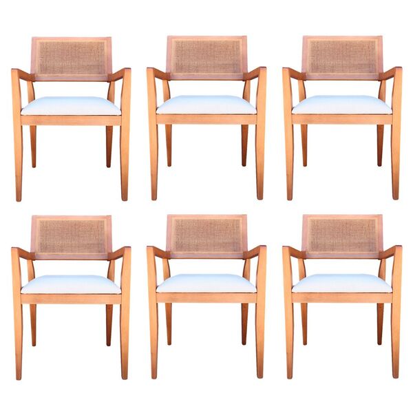 Kit 6 Cadeiras Decorativas Sala De Jantar Megan Amêndoa Linho