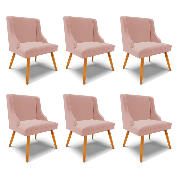 Kit 6 Cadeiras Decorativas Sala De Jantar Pés Palito De Madei