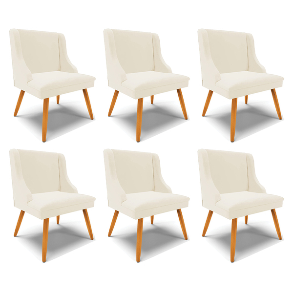 Kit 6 Cadeiras Decorativas Sala De Jantar Pés Palito De Madei