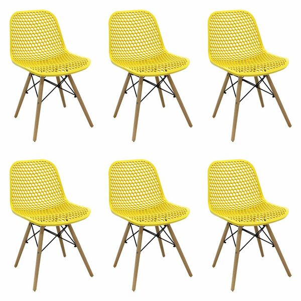 Kit 6 Cadeiras Decorativas Sala E Cozinha Haney (pp) Amarela