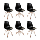 Kit 6 Cadeiras Eames Design Eiffel Jantar Preta Ferro Cobre