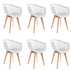Kit 6 Cadeiras Eames Design Wood Web Branca