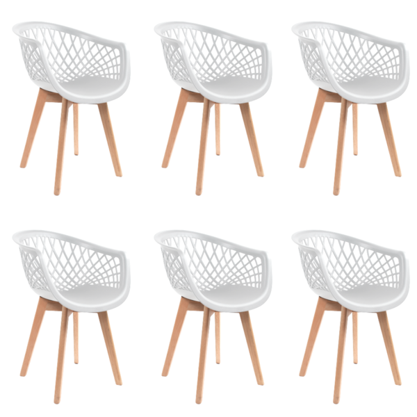 Kit 6 Cadeiras Eames Design Wood Web Branca
