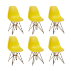 Kit 6 Cadeiras Eames Eiffel Jantar Amarela Ferro Cobre