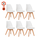 Kit 6 Cadeiras Eames Eiffel Leda Saarinen Design Branco Para