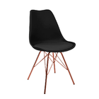 Kit 6 Cadeiras Eames Leda Design Estofada Preta Tower Cobre