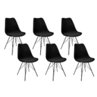 Kit 6 Cadeiras Eames Leda Design Estofada Preta Tower Preto