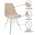 Kit 6 Cadeiras Eames Leda Estofada Fendi Tower Cromado