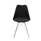 Kit 6 Cadeiras Eames Leda Estofada Preta Tower Cromado