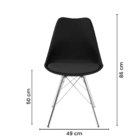 Kit 6 Cadeiras Eames Leda Estofada Preta Tower Cromado