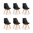 Kit 6 Cadeiras Eames Wood Leda Design Preta