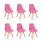 Kit 6 Cadeiras Eames Wood Leda Design Rosa