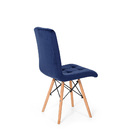 Kit 6 Cadeiras Eiffel Gomos Veludo Estofada Base Madeira Azul