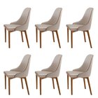 Kit 6 Cadeiras Em Madeira Maciça Jazz Off White / Star Carame