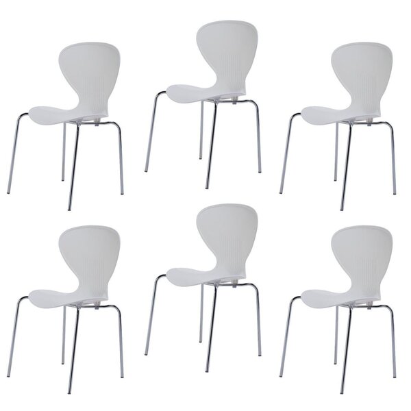 Kit 6 Cadeiras Empilháveis Base Aço Tubular Flash Cromado/bra