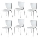 Kit 6 Cadeiras Empilháveis Base Aço Tubular Mono Branco
