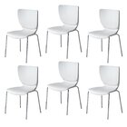 Kit 6 Cadeiras Empilháveis Base Aço Tubular Mono Branco